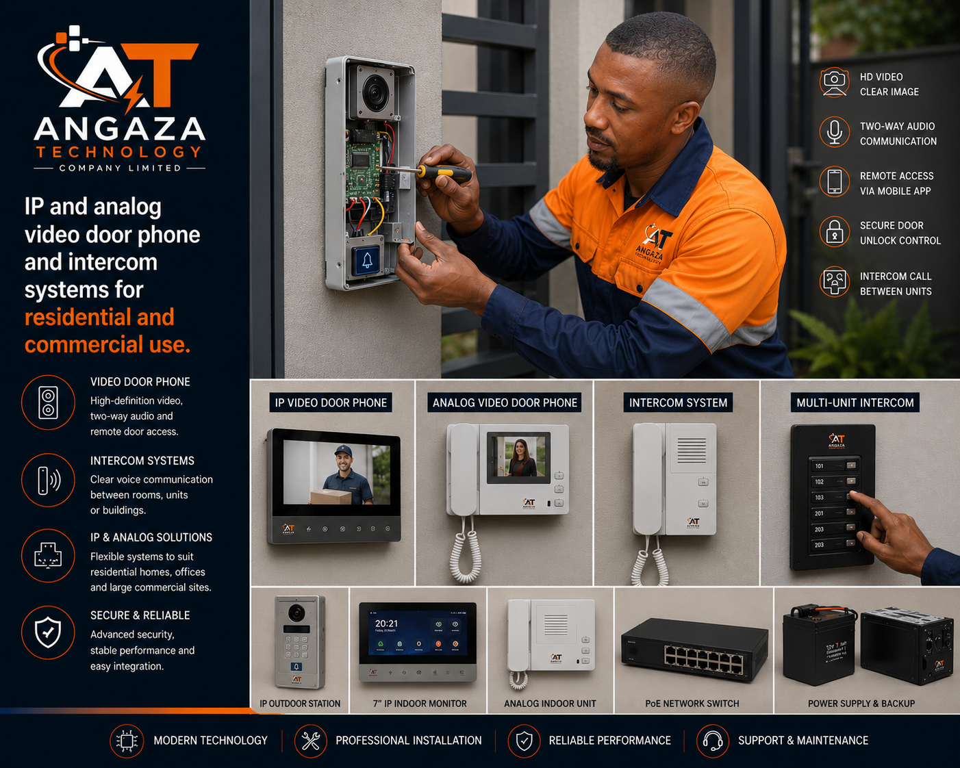 Angaza Technology – Video Intercom professional installation and service in Tanzania