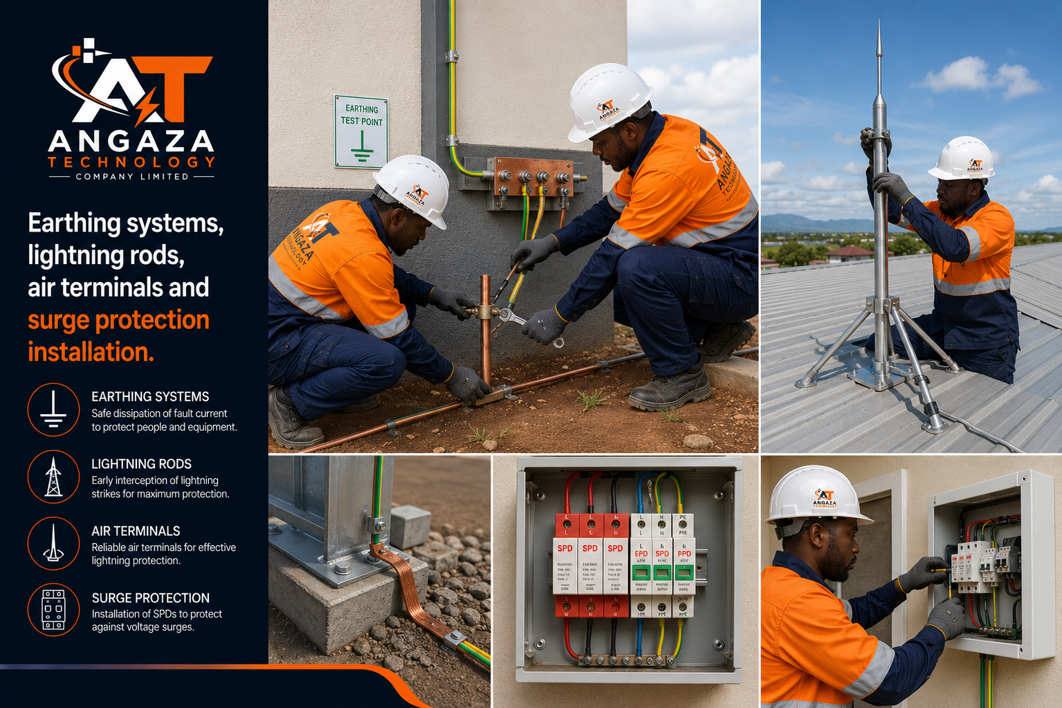 Angaza Technology – Earthing & Lightning Protection professional installation and service in Tanzania
