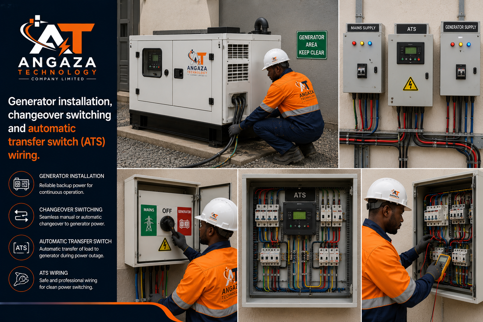 Angaza Technology – Generator & ATS Integration professional installation and service in Tanzania