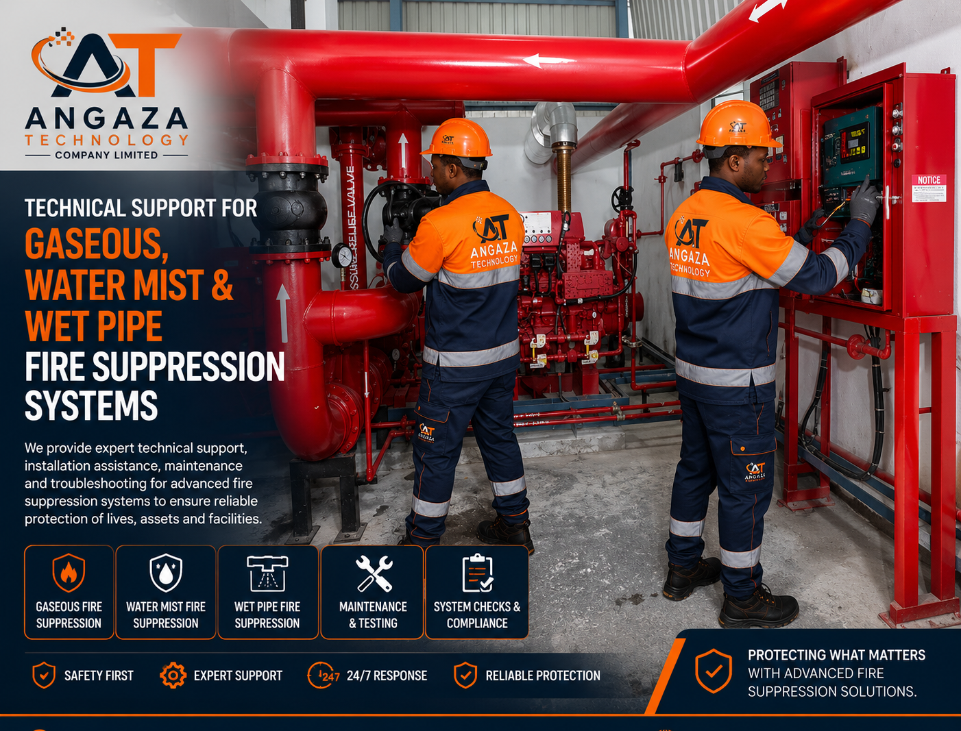 Angaza Technology – Fire Suppression Support professional installation and service in Tanzania